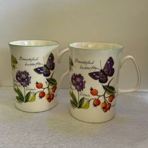 Rose of England Mugs Butterfly/Garden set of 2
